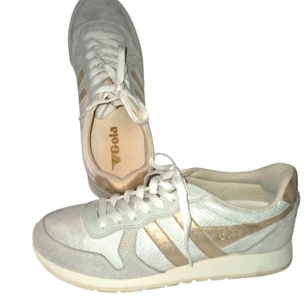 Gola Shoes EUC Womens 9 Daytona Lizard Casual Sneakers Gold White